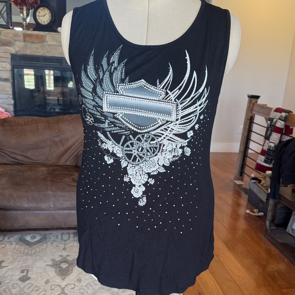 Harley-Davidson Black Tank with Silver Graphic